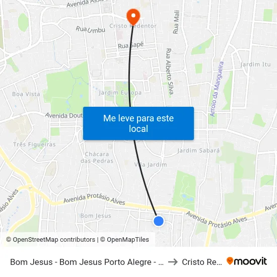 Bom Jesus - Bom Jesus Porto Alegre - Rs 91420-070 Brasil to Cristo Redentor map