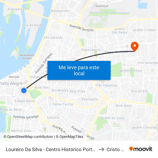 Loureiro Da Silva - Centro Histórico Porto Alegre - Rs 90040-040 Brasil to Cristo Redentor map