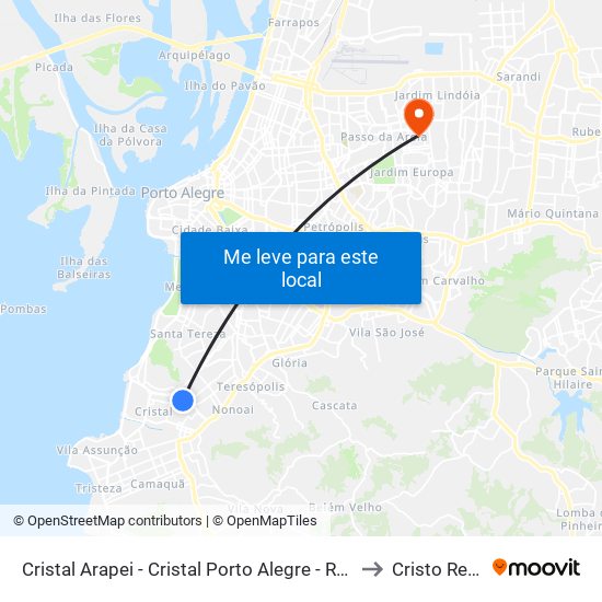 Cristal Arapei - Cristal Porto Alegre - Rs 90830-582 Brasil to Cristo Redentor map