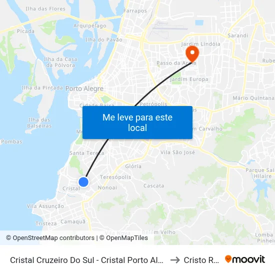Cristal Cruzeiro Do Sul - Cristal Porto Alegre - Rs 90830-582 Brasil to Cristo Redentor map