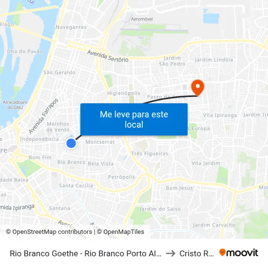 Rio Branco Goethe - Rio Branco Porto Alegre - Rs 90430-160 Brasil to Cristo Redentor map