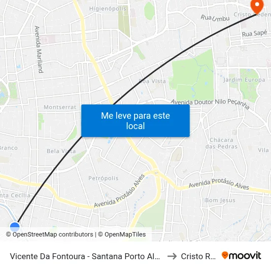 Vicente Da Fontoura - Santana Porto Alegre - Rs 90640-002 Brasil to Cristo Redentor map