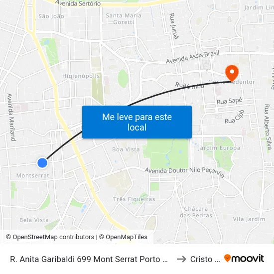 R. Anita Garibaldi 699 Mont Serrat Porto Alegre - Rio Grande Do Sul 90450-000 Brasil to Cristo Redentor map