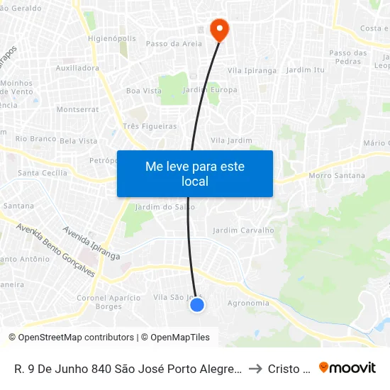 R. 9 De Junho 840 São José Porto Alegre - Rio Grande Do Sul 91520-610 Brasil to Cristo Redentor map