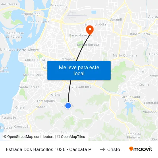 Estrada Dos Barcellos 1036 - Cascata Porto Alegre - Rs 91712-300 Brasil to Cristo Redentor map