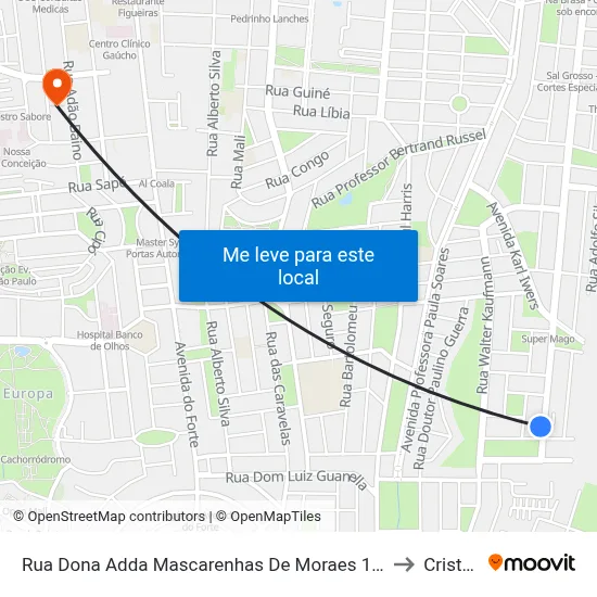 Rua Dona Adda Mascarenhas De Moraes 1623 - Jardim Itu-Sabará Porto Alegre - Rs 91220-140 Brasil to Cristo Redentor map