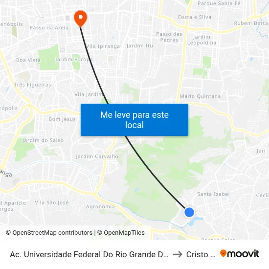 Ac. Universidade Federal Do Rio Grande Do Sul - Agronomia Porto Alegre - Rs Brasil to Cristo Redentor map