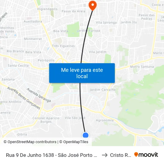 Rua 9 De Junho 1638 - São José Porto Alegre - Rs 91520-610 Brasil to Cristo Redentor map