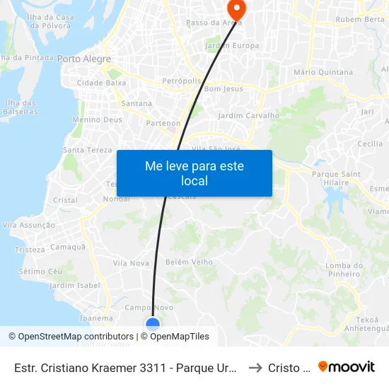 Estr. Cristiano Kraemer 3311 - Parque Urbano Porto Alegre - Rs 91750-060 Brasil to Cristo Redentor map