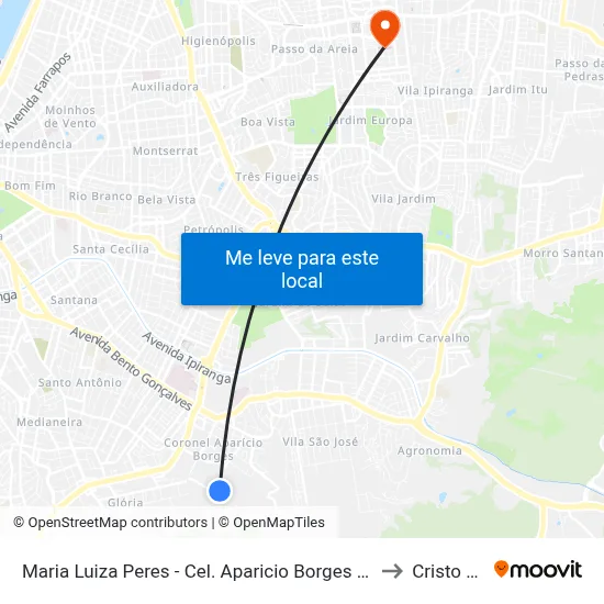 Maria Luiza Peres - Cel. Aparicio Borges Porto Alegre - Rs 91510-360 Brasil to Cristo Redentor map