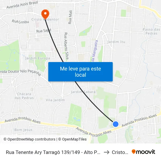Rua Tenente Ary Tarragô 139/149 - Alto Petrópolis Porto Alegre - Rs 91225-000 Brasil to Cristo Redentor map