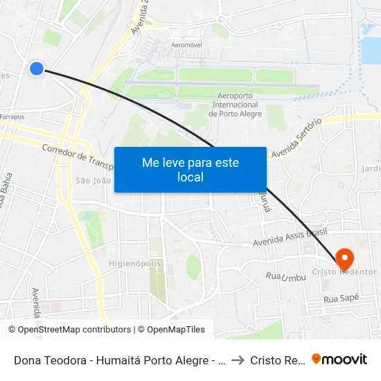 Dona Teodora - Humaitá Porto Alegre - Rs 90240-001 Brasil to Cristo Redentor map