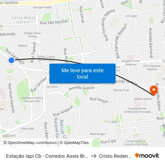 Estação Iapi Cb - Corredor Assis Brasil to Cristo Redentor map