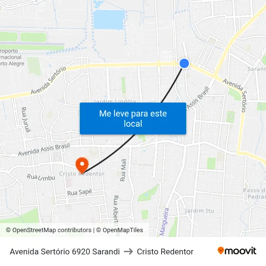 Avenida Sertório 6920 Sarandi to Cristo Redentor map