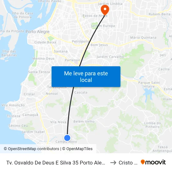 Tv. Osvaldo De Deus E Silva 35 Porto Alegre - Rio Grande Do Sul 91750-710 Brasil to Cristo Redentor map