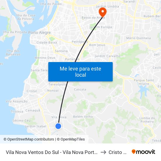 Vila Nova Ventos Do Sul - Vila Nova Porto Alegre - Rs 91750-260 Brasil to Cristo Redentor map