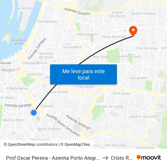 Prof Oscar Pereira - Azenha Porto Alegre - Rs 90160-006 Brasil to Cristo Redentor map