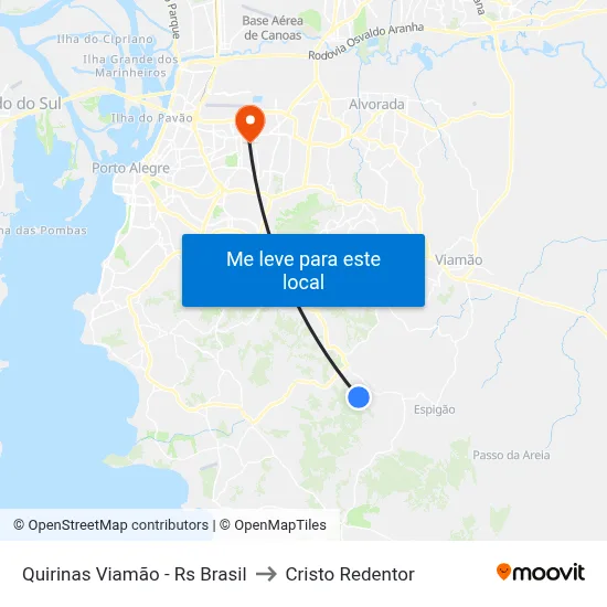 Quirinas Viamão - Rs Brasil to Cristo Redentor map