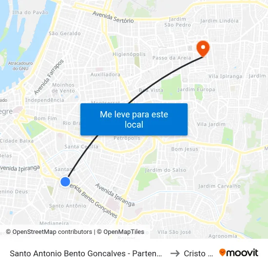 Santo Antonio Bento Goncalves - Partenon Porto Alegre - Rs 90650-010 Brasil to Cristo Redentor map