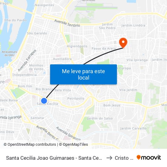 Santa Cecilia Joao Guimaraes - Santa Cecilia Porto Alegre - Rs 90450-190 Brasil to Cristo Redentor map