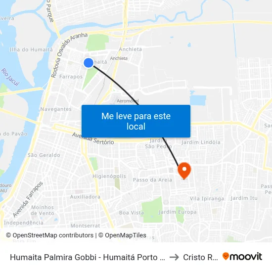 Humaita Palmira Gobbi - Humaitá Porto Alegre - Rs 90250-210 Brasil to Cristo Redentor map