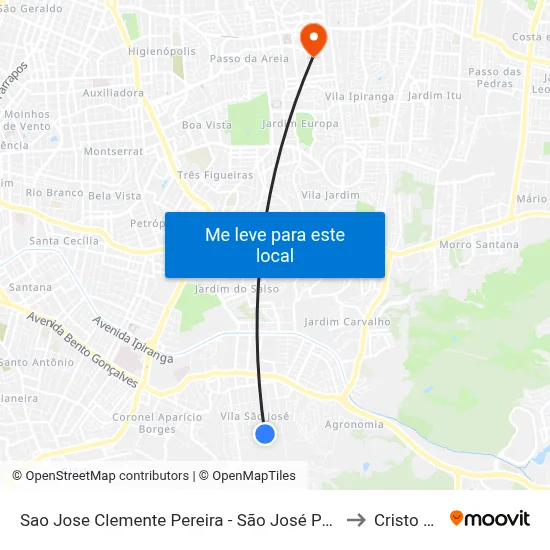 Sao Jose Clemente Pereira - São José Porto Alegre - Rs 91520-550 Brasil to Cristo Redentor map