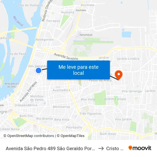 Avenida São Pedro 489 São Geraldo Porto Alegre - Rs 90230-120 Brasil to Cristo Redentor map