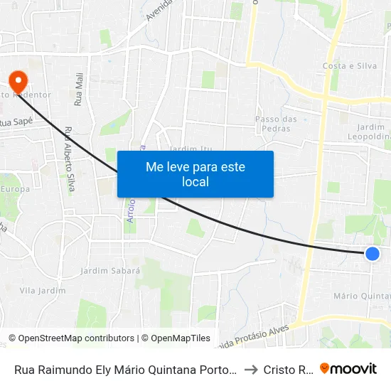 Rua Raimundo Ely Mário Quintana Porto Alegre - Rs 91260-706 Brasil to Cristo Redentor map