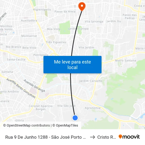 Rua 9 De Junho 1288 - São José Porto Alegre - Rs 91520-610 Brasil to Cristo Redentor map