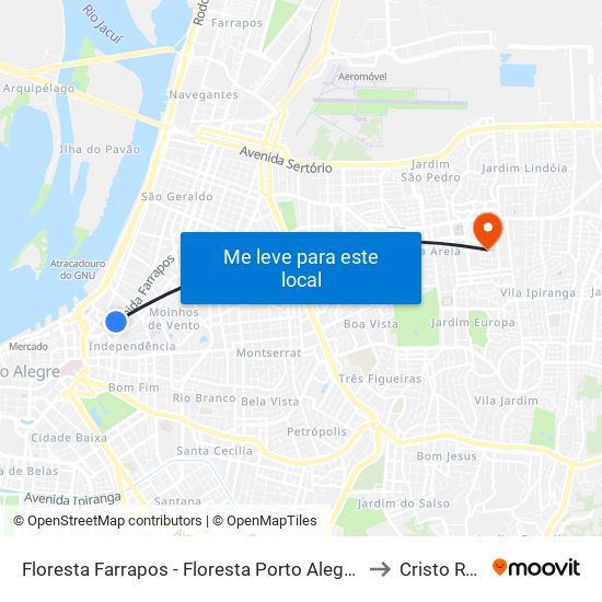 Floresta Farrapos - Floresta Porto Alegre - Rs 90220-190 Brasil to Cristo Redentor map