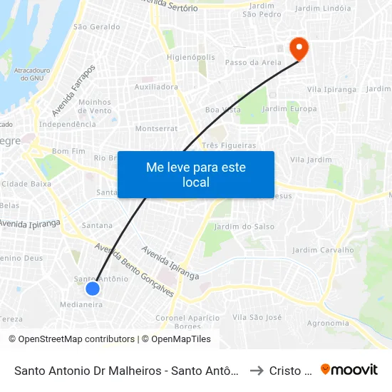 Santo Antonio Dr Malheiros - Santo Antônio Porto Alegre - Rs 90450-190 Brasil to Cristo Redentor map