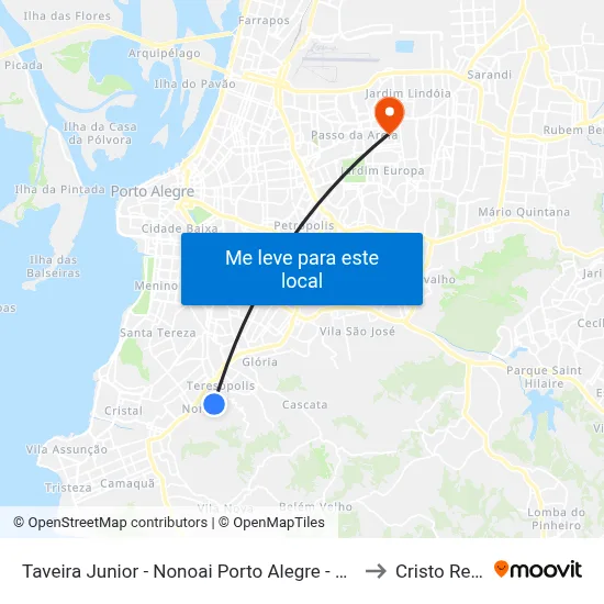 Taveira Junior - Nonoai Porto Alegre - Rs 90830-000 Brasil to Cristo Redentor map