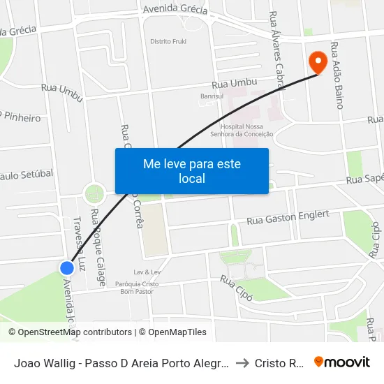 Joao Wallig - Passo D Areia Porto Alegre - Rs 91340-001 Brasil to Cristo Redentor map