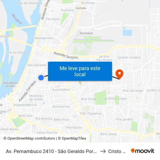 Av. Pernambuco 2410 - São Geraldo Porto Alegre - Rs 90220-002 Brasil to Cristo Redentor map