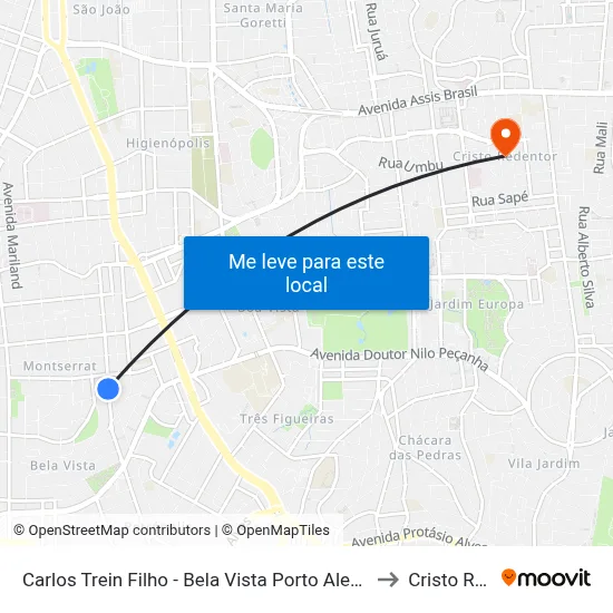 Carlos Trein Filho - Bela Vista Porto Alegre - Rs 90450-010 Brasil to Cristo Redentor map