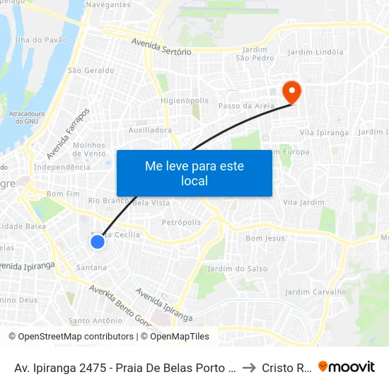 Av. Ipiranga 2475 - Praia De Belas Porto Alegre - Rs 90160-092 Brasil to Cristo Redentor map