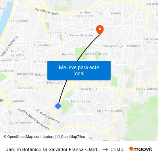 Jardim Botanico Dr Salvador Franca - Jardim Botânico Porto Alegre - Rs 90450-190 Brasil to Cristo Redentor map
