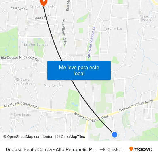 Dr Jose Bento Correa - Alto Petrópolis Porto Alegre - Rs 91450-050 Brasil to Cristo Redentor map