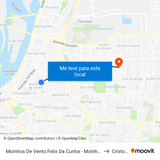 Moinhos De Vento Felix Da Cunha - Moinhos De Vento Porto Alegre - Rs 91030-280 Brasil to Cristo Redentor map
