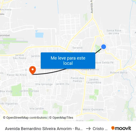 Avenida Bernardino Silveira Amorim - Rubem Berta Porto Alegre - Rs Brasil to Cristo Redentor map