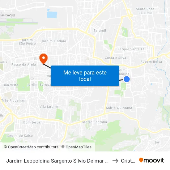 Jardim Leopoldina Sargento Silvio Delmar Hollenbach - Rubem Berta Porto Alegre - Rs 91240-120 Brasil to Cristo Redentor map