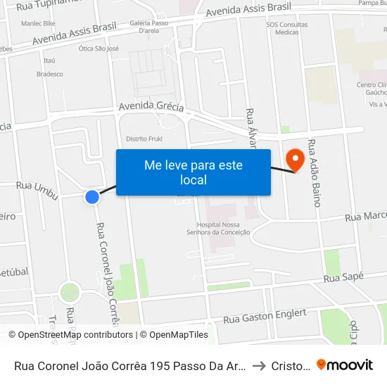 Rua Coronel João Corrêa 195 Passo Da Areia Porto Alegre - Rio Grande Do Sul 91350 Brasil to Cristo Redentor map