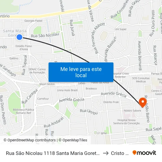 Rua Ibirapuitan 6 Santa Maria Goretti Porto Alegre - Rs 91030-160 Brasil to Cristo Redentor map