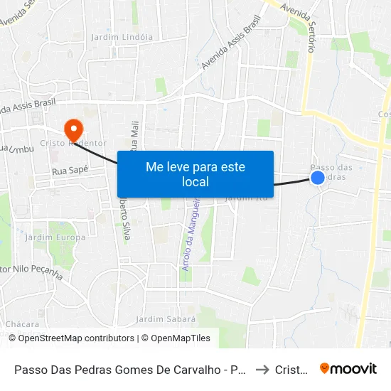 Passo Das Pedras Gomes De Carvalho - Passo Das Pedras Porto Alegre - Rs 91230-370 Brasil to Cristo Redentor map