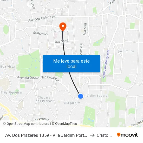 Av. Dos Prazeres 1359 - Vila Jardim Porto Alegre - Rs 91320-150 Brasil to Cristo Redentor map
