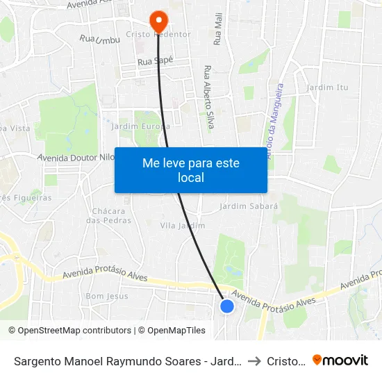 Sargento Manoel Raymundo Soares - Jardim Carvalho Porto Alegre - Rs 91430-213 Brasil to Cristo Redentor map