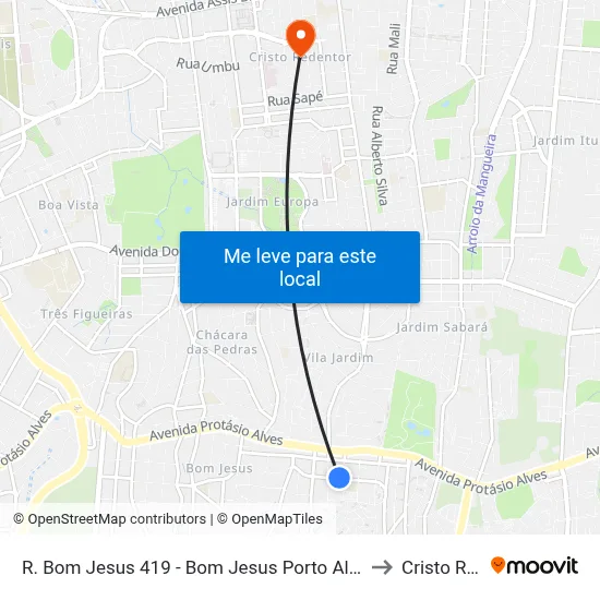 R. Bom Jesus 419 - Bom Jesus Porto Alegre - Rs 91420-030 Brasil to Cristo Redentor map