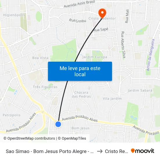 Sao Simao - Bom Jesus Porto Alegre - Rs 91420-500 Brasil to Cristo Redentor map