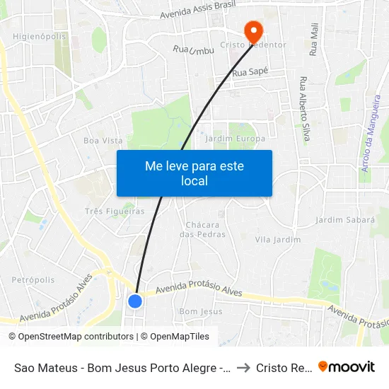 Sao Mateus - Bom Jesus Porto Alegre - Rs 91420-500 Brasil to Cristo Redentor map