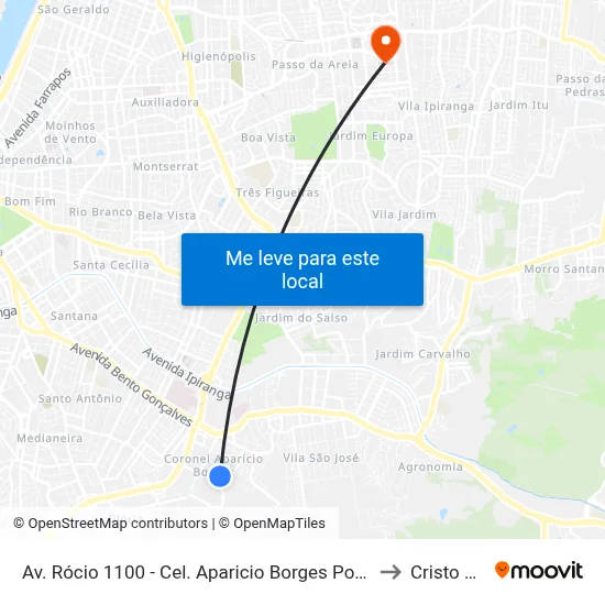 Av. Rócio 1100 - Cel. Aparicio Borges Porto Alegre - Rs 91510-090 Brasil to Cristo Redentor map